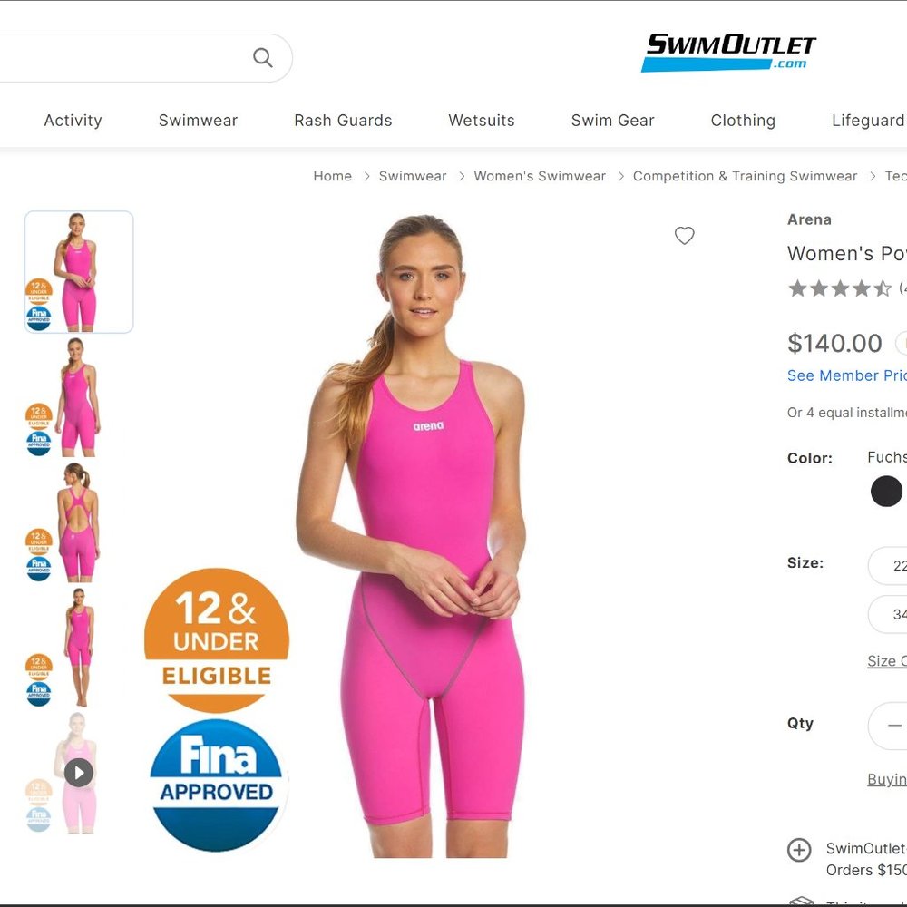 Women's Powerskin ST 2.0 Open Back Tech Suit Swimsuit. Size 26. Fuchsia/pink